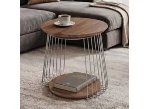 MCA Couchtisch MCW-P60 – Runde Beistelltisch aus Metall und MDF - Stylischer runder Couchtisch mit stabiler Ablagefläche und pflegeleichter Oberfläche. Ideal für Wohnzimmer und Loungebereiche. Max. Belastbarkeit: 30 kg. Inklusive Fußbodenschoner für optimalen Schutz.