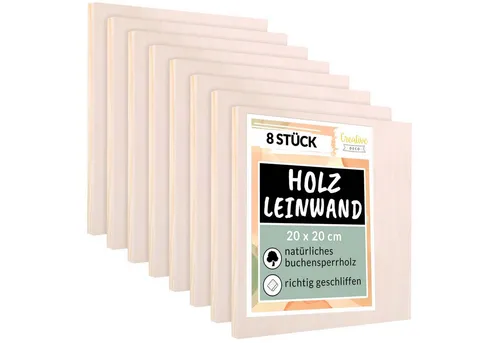 Creative Deco Bastelnaturmaterial Leinwand zum Bemalen, 8-tlg Set - Bastelzubehör für kreative Projekte, ideal zum Bemalen und Gestalten mit Holz-Malgründen für jedes Alter.