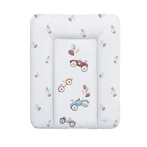 Ceba Baby® Wickelauflage 50x70 cm – Retro Cars - Wickelauflage für Jungen & Mädchen, wasserdicht und abwaschbar, OEKO-TEX® 100 zertifiziert – ideal für die zarte Haut Ihres Babys und perfekt für gängige Wickeltische.