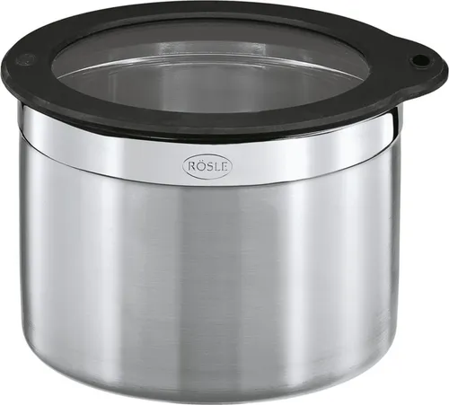 RÖSLE Frischhaltedose mit Deckel 16 cm - Frischhaltedose aus hochwertigem Edelstahl 18/10, geschmacksneutral und spülmaschinengeeignet. Ideal für die hygienische Aufbewahrung von Lebensmitteln, platzsparend stapelbar und aromadicht verschlossen.
