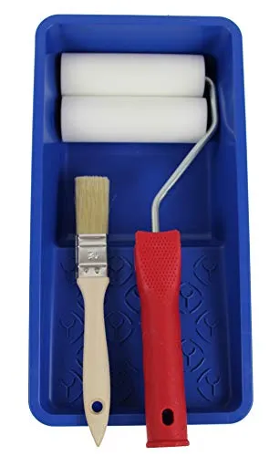 CRINSTON - Farbroller Set, Profiqualität Malerrolle - 2 x Schaumwalzen 11 cm fein gerad, 1 x Farbwanne, 1 x Farbroller Bügel, 1 x Pinsel 25mm.