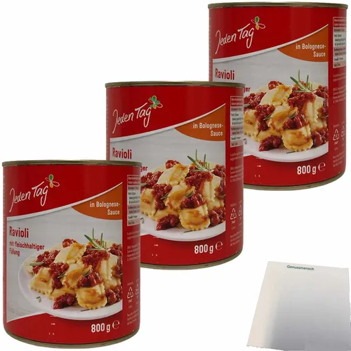 Jeden Tag Ravioli mit fleischhaltiger Füllung in Bolognesesauce 3x800g Dose usy
