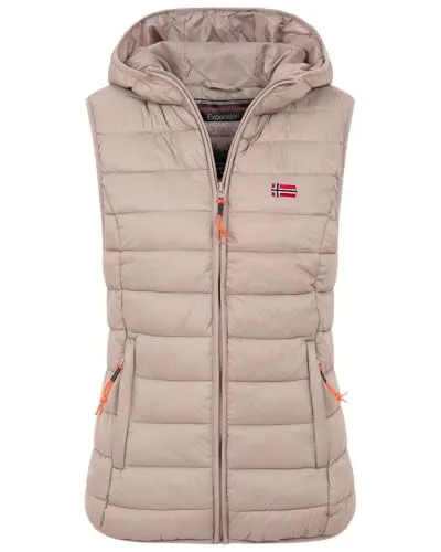 Geographical Norway Damen Steppweste mit Kapuze – Sportliche Übergangsjacke - Leichte Damen Steppweste mit Kapuze, ideal für Frühjahr und Herbst. Optimaler Tragekomfort und stylisches Design für aktive Tage.