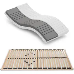 Matratzenset - Kaltschaummatratze Betten-ABC KSP-500 + Lattenrost Max1 NV - Matratzen-Set mit ergonomischer 7-Zonen Kaltschaummatratze für optimale Wirbelsäulenentlastung und atmungsaktiven Bezug, inklusive verstellbarem Lattenrost für individuellen Schlafkomfort.