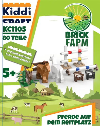 Kiddicraft KC1105 Pferde auf dem Reitplatz - Klemmbausteine