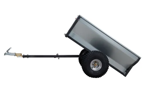 Kippanhänger 500kg für Rasentraktor & Quad - Kippbar - Robuster Kippanhänger für Rasentraktoren und Quads mit einer Traglast von 500 kg, ideal für Garten- und Landwirtschaftseinsätze.