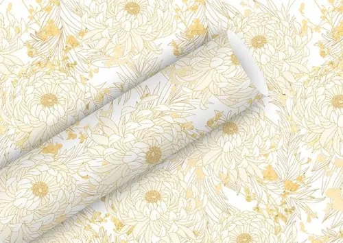 Braun & Company Geschenkpapier weiß gold 1,5 m x 70 cm Geschenkverpackungen
