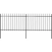 vidaXL Gartenzaun mit dekorativen Speerspitzen 3,4x1,2m - Flügeltore - Stabiler und eleganter Zaun aus pulverbeschichtetem Stahl mit Speerspitzen für hohe Sicherheit und einfache Montage.