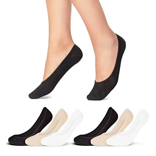 Paar Füßlinge Damen Sneaker Socken Ballerina Baumwolle 39960 WP (39-42 Schwarz Weiß Beige) 6