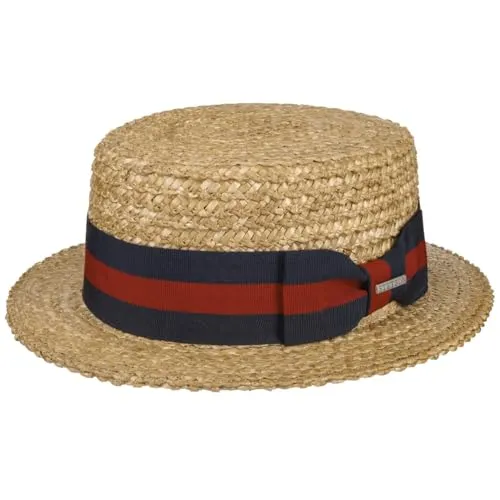 Stetson Boater Weizenstrohhut - Klassischer UV-Schutz Hut für Damen & Herren - Panamahüte für Herren mit UV-Schutz 40+, aus hochwertigem Weizenstroh für langlebige Qualität und stilvollen Farmerlook, ideal für sonnige Tage.