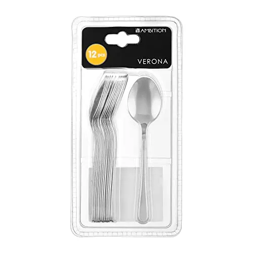 AMBITION Teelöffeln Set 12 Stück Verona 13,8 cm Edelstahl klassische runde Form Besteckset