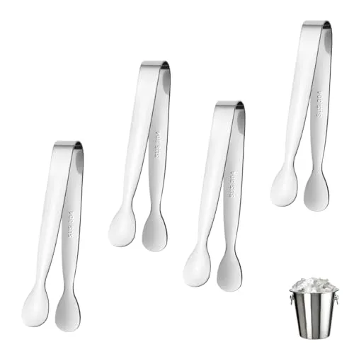 Stück Zuckerzange,Candybar Zangen,Eiswürfelzange,Edelstahl Eiswürfel,Eiszange,Servierzange,Küchenzange,Zuckerwürfel,Metallzange,Professionelle Gebäckzange für Eiswürfel,Dessert, Buffet,Picknick 4