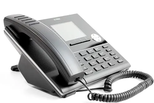 Mitel 6920 SIP Telefon - VoIP mit Farbdisplay - Festnetztelefon mit PoE-Technologie, ideal für effiziente Kommunikation im Büro, Modell MiVoice 6920 in elegantem Schwarz.