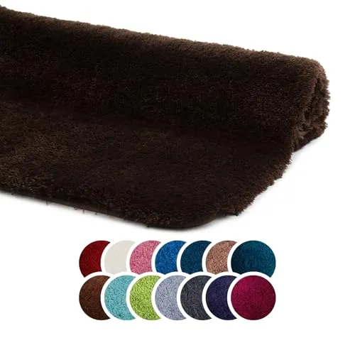 liebling Superior Badteppich mit Anti-Rutsch-Beschichtung, 100% Polyester (Mikrofaser), 50 x 70 cm, 30 Grad waschbar, Fußbodenheizung geeignet, Farbe: Dunkelbraun