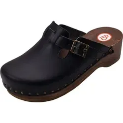 BERKEMANN Clogs Le Clog schwarz 47,5 EU für Erwachsene - Elegante Holzclogs mit Riemen, ideal für den täglichen Einsatz. Der geschlossene Schnitt und das hochwertige Leder sorgen für Komfort und Stil.