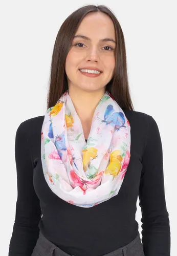 Seasons of April Loop Loop Emily, Leichter Damen Loop mit Aquarell Schmetterlingsmuster, Weich & Dünn