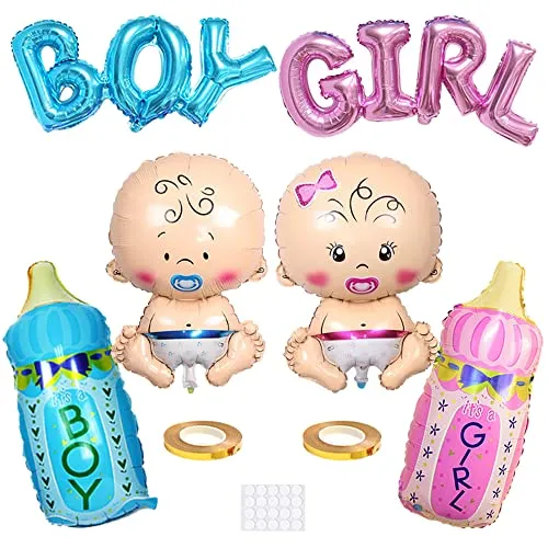 Xihuimay 6 Stück Party Ballons Helium Ballon It's a Boy/Girl Aluminium Ballon es ist EIN Junge/Mädchen Luftballons Baby Flasche Buchstaben Ballon Baby Dusche Hochzeit Geburtstagsfeier Deko, Blau Rosa