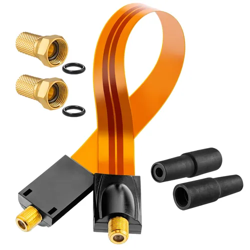 Fensterdurchführung HQ Koaxial Flachkabel kupfer Slim Vergoldet EXTRA HDTV LANG