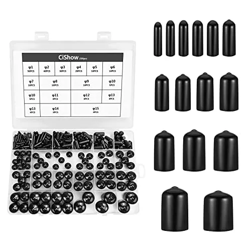 238stk Gummi Schraubgewinde Schutz Weiche PVC Endkappen Vinyl Flexibel Rundschlauch Bolzenabdeckung Kunststoffmutter Endkappenabdeckung, zum Schutz Von Rohrendkabeln (Innendurchmesser 1–15mm)