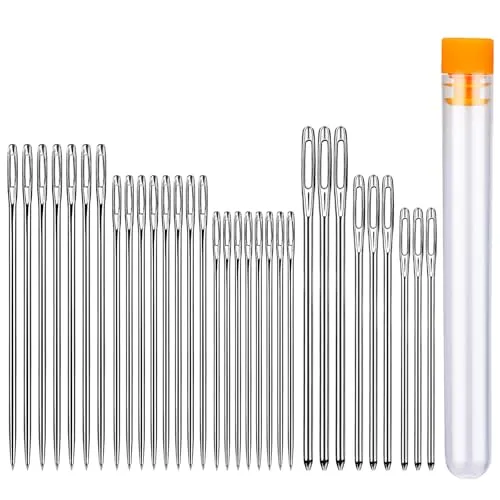 Stücke Leder Nadel Set, 6 Größen Große Augen Nadeln Hand Nähen Nadelns, Spitze und Stumpfe Leders Nähen Nadeln mit 2 Nadelflasche für Hand Nähen Leder Nähen 39