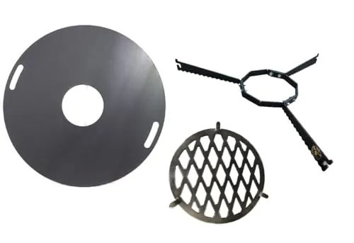 Komplett Set Feuerplatte 80cm 5mm + Abstandshalter + Grilleinsatz BBQ #200