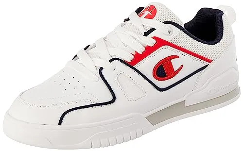 Champion Herren 3 Point Low Sneakers in Weiß Marineblau Rot, Größe 42 EU - Herren-Sneaker mit stylischem Design und bequemem Polyurethan-Obermaterial, ideal für den Alltag und sportliche Aktivitäten.