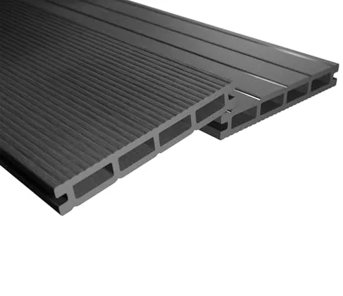 Endorphin® WPC Terrassendielen Komplettset 2-50m² Anthrazit - Terrassen- & Balkonfliesen - Wetterfest und pflegeleicht, inklusive Unterkonstruktion und Clips für eine einfache Montage.
