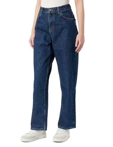 HUGO Blue Relax-fit-Jeans Leni mit Stickerei - Jeans in Navy 410, Loose-Fit mit charakteristischer Stickerei, pflegeleicht und ideal für lässige Outfits.