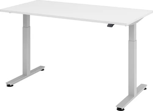 bümö Elektrisch höhenverstellbarer Schreibtisch XMST - Weiß, 160 x 80 cm - Ergonomischer Schreibtisch mit stufenlos einstellbarer Höhe von 71-120 cm. Ideal für flexibles Arbeiten im Sitzen und Stehen, dank robustem Design und einfacher Bedienung.