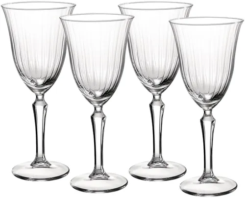 Ritzenhoff & Breker Weißweinglas Perpetuo, 4-tlg., 330 ml - Elegante Art-Déco-Weingläser im Set für festliche Anlässe oder entspannte Abende. Die geschwungenen Konturen und feine Facettierung bringen Stil auf jeden Tisch und setzen raffinierte Akzente.