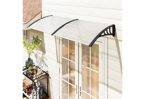Outsunny Pultvordach für Haustür 75x195 cm - Außenanbau: UV-Schutz und wetterfestes Design mit stabiler Aluminiumkonstruktion für ganzjährigen Einsatz.