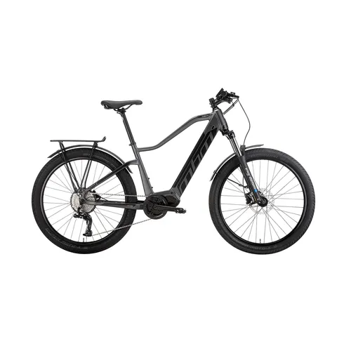 MBM Elektro-Mountainbike KAIROS 29 Zoll - Grau - E-Bike mit leistungsstarkem 85Nm OLI SPORT Mittelmotor für Fahrspaß auf allen Wegen. Reichweite bis 160 km und ausgestattet mit 10-Gang DEORE Schaltung und hydraulischen Scheibenbremsen.