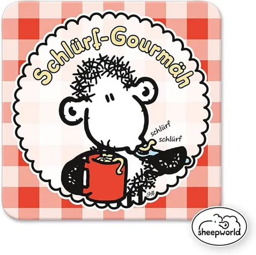 Sheepworld - 81036 - Untersetzer, Kork, Schlürf-Gourmäh, 9,5cm x 9,5cm