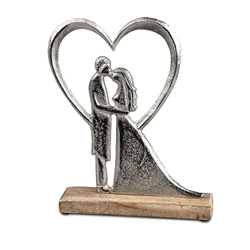 formano Deko Paar mit Herz, 26x20 cm, Alu Mango-Holz