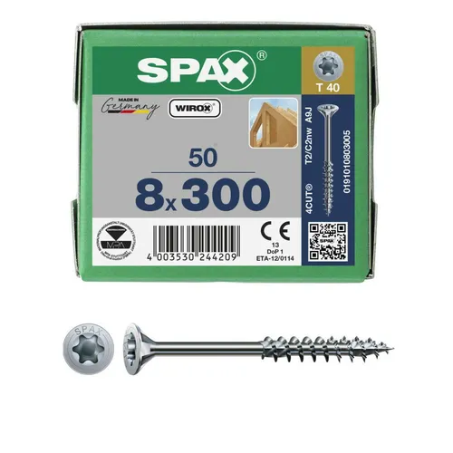 Spax Holzbauschraube Senkkopf TG Wirox 8 x 80 - 450 mm T-Star Plus ETA Zulassung