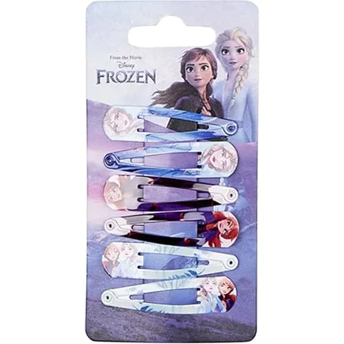 Disney Die Eiskönigin 2 Haarspangen für Mädchen, 5,1 cm Metall rutschfeste Clips mit Eiskönigin Druck, stilvolle Haarschmuck - 6 Haarspangen