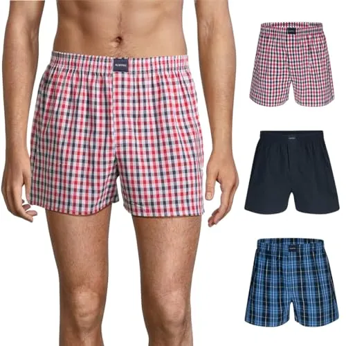 Almonu - Web - Boxershorts - 3er Pack (M Rot/Navy karriert)