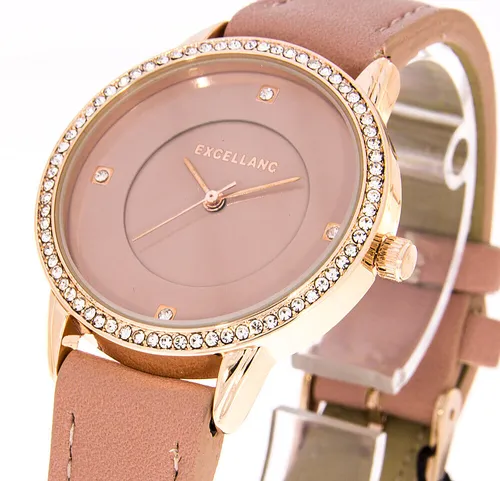 Damenuhr Excellanc Uhr Farbe rose gold teracotta hell Armbanduhr analog Strass