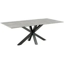 Mid.you Esstisch Grau 100x200 cm - Moderner Esstisch mit eleganter Keramikplatte in Hellgrau, ideal für 6-8 Personen – perfekt für Familienessen oder gesellige Brunchs.