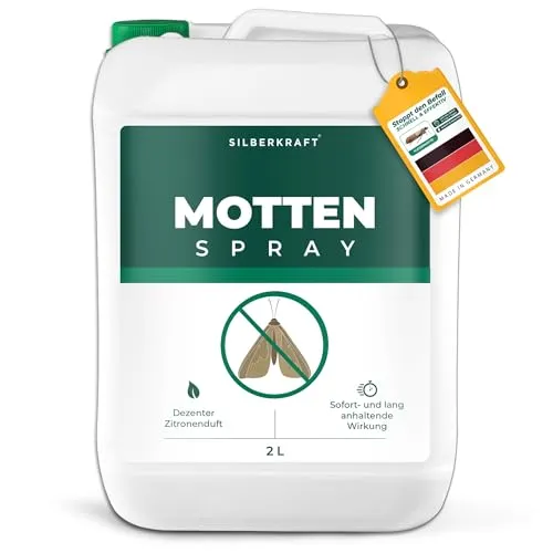 Silberkraft Mottenspray 2000 ml - Schädlingsbekämpfung – Effektiver Schutz vor Kleider- und Lebensmittelmotten mit Geraniol für langanhaltende Abwehr ohne Permethrin.