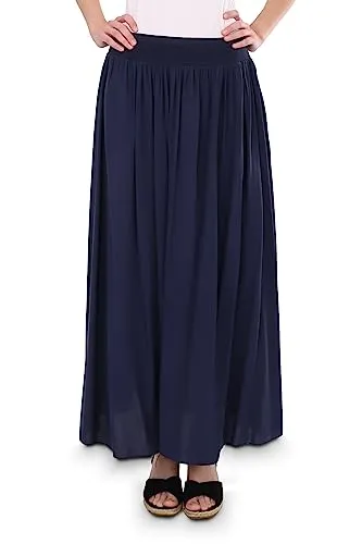 Malito Damen Maxi Rock - Langer, blickdichter Sommerrock mit elastischem Bund - Damen Röcke: Bequemer Maxi Rock aus 95% Baumwolle, ideal für die warme Jahreszeit, mit stylischem Gürtel und modischen Details.