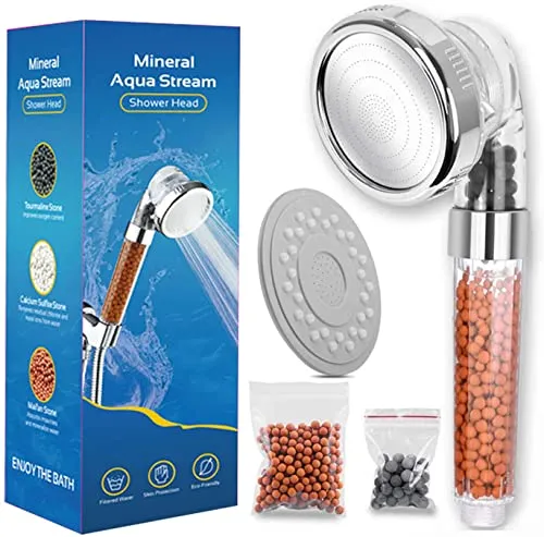 CozyLife Duschkopf mit Filter Wassersparend Duschbrause mit Mineralsteinen Ionen Handbrause Druckerhöhung Shower Head Duschköpfe, Brausekopf Dusche 3 Strahlarten mit Kalkfilter