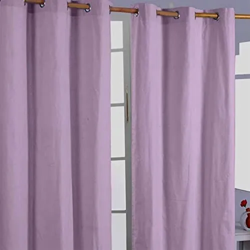 Homescapes Gardine unifarben mauve 2er Set 137 x 117 cm - Fertiggardinen in mauve, blickdicht und lichtdurchlässig für ein harmonisches Raumgefühl. Einfach anzubringen dank praktischer Ösen, ideal für Wohn-, Schlaf- oder Kinderzimmer.