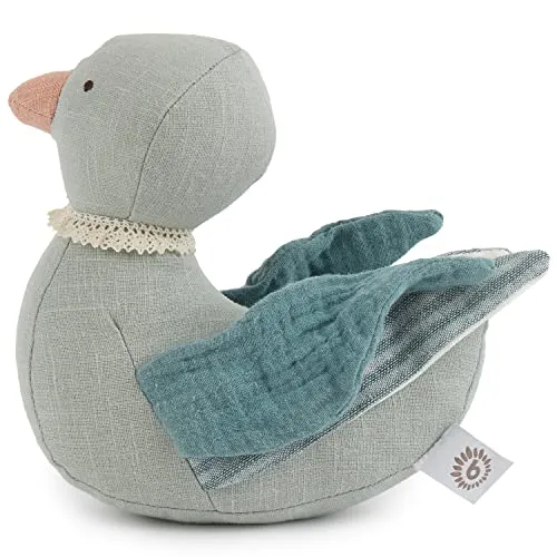 Bieco Enten Kuscheltier | 20 cm | Leinen & Baumwoll Stofftier für Babys | Plüsch Ente aus Leinenstoff & Musselin