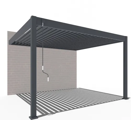 Weide Deluxe Wandpergola 3x3,6 m - Wetterfeste Aluminium-Terrassenüberdachung mit Lamellendach - Pavillon aus Aluminium mit stufenlos neigbaren Lamellen für optimalen Sonnenschutz und Belüftung. Ideal für Terrassen und Balkone, robust und pflegeleicht.