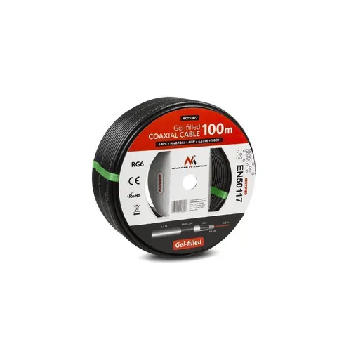 Maclean MCTV-477 Kabel RG6 100m Gelgefüllt - Koaxialkabel für SAT-TV Empfang, 100m Länge, robust und ideal für HD TV Signalübertragung.