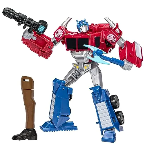 Transformers EarthSpark Optimus Prime Deluxe-Figur, 12,5 cm - Actionfigur für Kinder ab 6 Jahren, 2-in-1-Umwandlung vom Roboter zum Truck in 19 Schritten, inklusive Ionenkanone und Axt. Inspiriert von Nickelodeon-Serie!