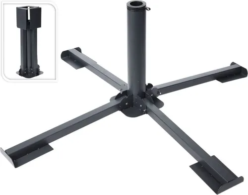 Zusammenklappbarer Gartenschirmständer aus Metall - Robuster Schirmständer für die Terrasse, bietet Stabilität und einfachen Transport. Mit 3 Adaptern für verschiedene Schirmstangen-Durchmesser.