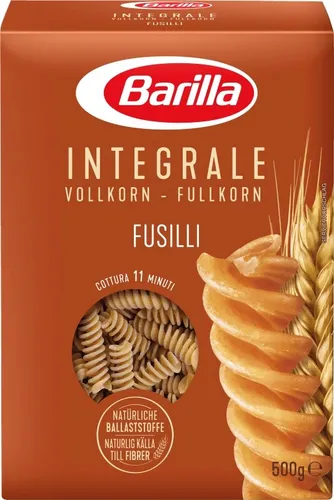 Barilla Integrale Fusilli Vollkorn 500g - Nudeln & Pasta, reich an Ballaststoffen für eine gesunde Ernährung und ideal für kreative Gerichte.