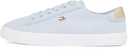 Tommy Hilfiger Damen Vulcanized Sneaker - Stilvoller Canvas Lace Up in Breezy Blue, Größe 41 - Damen-Sneaker aus 60% recycelter Baumwolle, ideal für jeden Anlass und bieten eine perfekte Passform für den ganzen Tag.